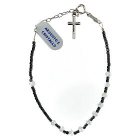 Bracciale decina 4 mm argento 925 ematite e cristallo bianco