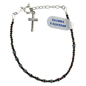 Single decade rosary bracelet of 925 silver and 0.08 in hematite