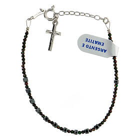 Single decade rosary bracelet of 925 silver and 0.08 in hematite