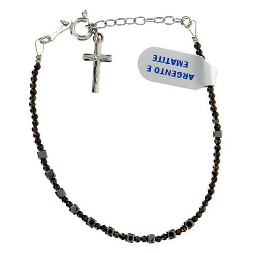 Single decade rosary bracelet of 925 silver and 0.08 in hematite 1