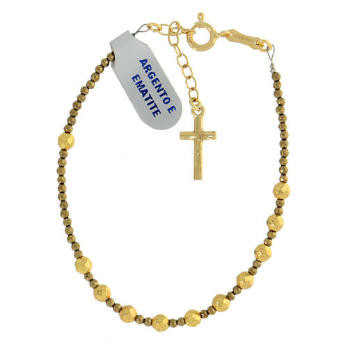 Zehnerarmband 4 mm aus vergoldetem Hämatit und 925er Silber 2