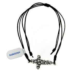 Bracciale corda regolabile croce dei dispersi cm argento 925