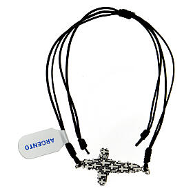Adjustable rope bracelet cross of the missing cm 925 silver