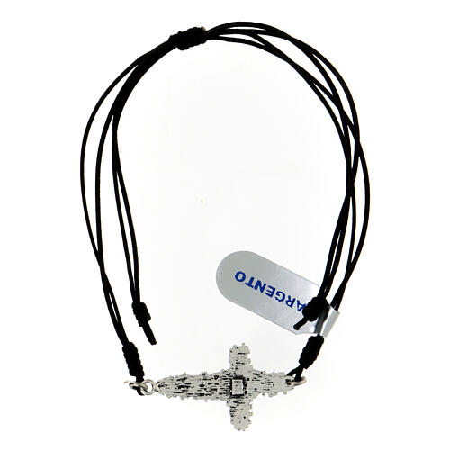 Adjustable rope bracelet cross of the missing cm 925 silver 2