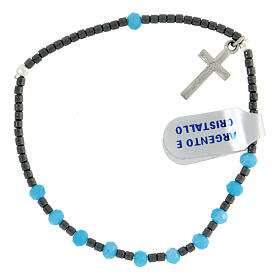 Bracciale decina argento 925 cristallo azzurro 3 mm