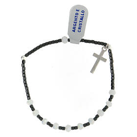 Single decade rosary bracelet of 925 silver and 0.12 in white crystal beads