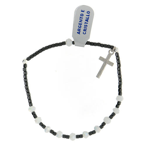 Single decade rosary bracelet of 925 silver and 0.12 in white crystal beads 2