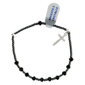 Bracciale decina 3 mm cristallo nero argento 925