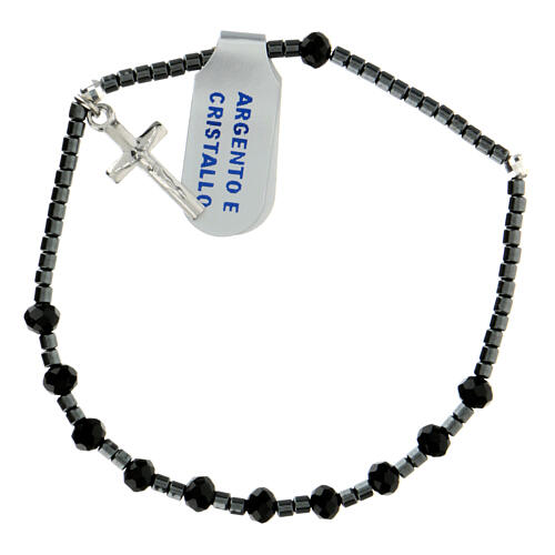 Bracciale decina 3 mm cristallo nero argento 925 1