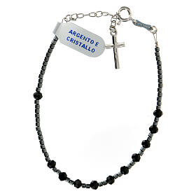 Single decade rosary bracelet of 0.16 in black crystal beads and 925 silver