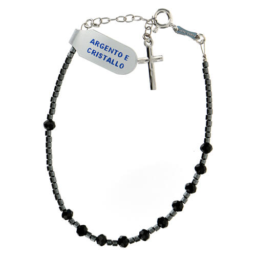 Decade rosary bracelet 925 silver black crystal 4 mm 2