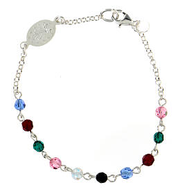 Bracciale decina cristallo multicolore argento 925 4 mm