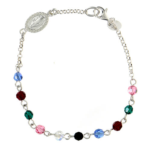Bracciale decina cristallo multicolore argento 925 4 mm 1