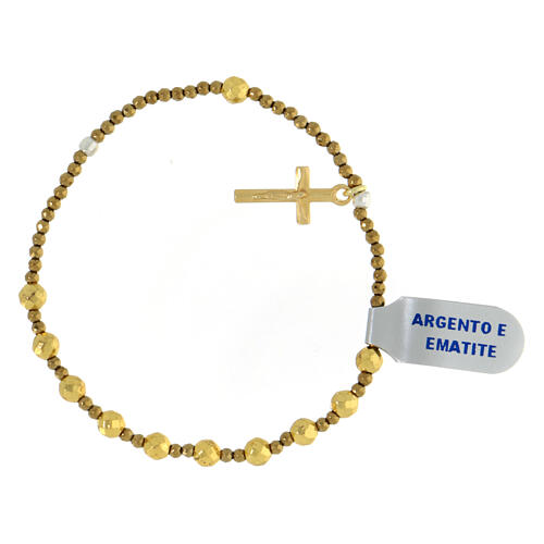 Bracelet dizainier élastique 3 mm hématite dorée argent 925 2