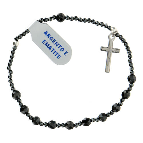 Single decade rosary bracelet of 925 silver and 0.12 in hematite beads 1
