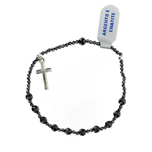 Single decade rosary bracelet of 925 silver and 0.12 in hematite beads 2