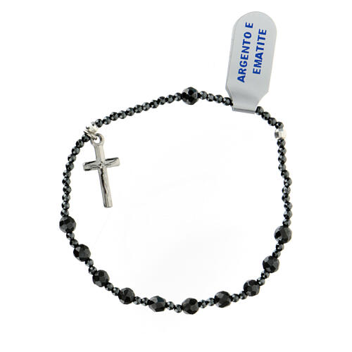 Bracciale elastico decina argento 925 ematite 3 mm 2