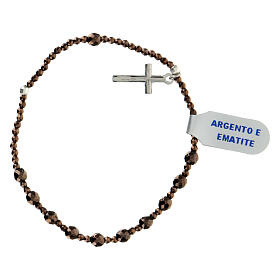 Single decade rosary bracelet of 925 silver and 0.12 in bronze hematite beads