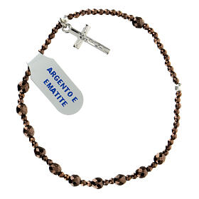 Bracelet dizainier élastique 3 mm hématite marron argent 925