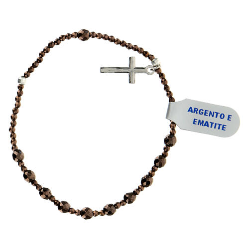 Bracelet dizainier élastique 3 mm hématite marron argent 925 2