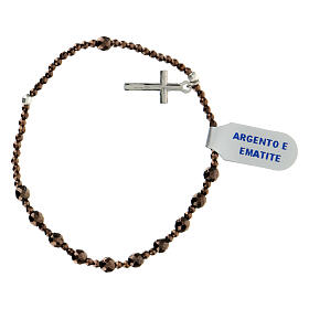 Elastic decade rosary bracelet 3 mm 925 silver hematite bronze