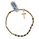 Elastic bracelet with 0.08 in cubic golden hematite beads and cross pendant s2