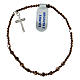 Elastic bracelet with 0.08 in cubic brown hematite beads and cross pendant s1