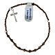 Brown hematite elastic bracelet 2 mm cross pendant s1