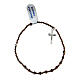 Brown hematite elastic bracelet 2 mm cross pendant s2