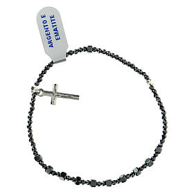 Bracciale elastico croce pendente 2 mm ematite nera