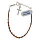 Single decade rosary bracelet with 0.08 in cubic bronze hematite beads and cross pendant s1