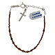 Single decade rosary bracelet with 0.08 in cubic bronze hematite beads and cross pendant s2