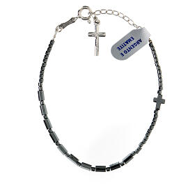 Single decade rosary bracelet, 925 silver and 0.2 in hematite