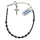 Single decade rosary bracelet with 0.16 in black hematite faceted beads and cross pendant s1