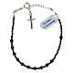 Single decade rosary bracelet with 0.16 in black hematite faceted beads and cross pendant s2