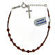 Single decade rosary bracelet with 0.16 in bronze hematite faceted beads and cross pendant s2