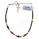 Single decade rosary bracelet with 0.16 in multicoloured hematite faceted beads and cross pendant s2