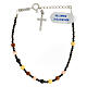 Bracciale decina argento 925 ematite multicolore croce pendente 4 mm s1
