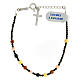 Bracciale decina argento 925 ematite multicolore croce pendente 4 mm s2