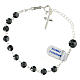 Single decade rosary bracelet with 0.2 in black hematite faceted beads and 925 silver cross s1