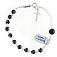 Single decade rosary bracelet with 0.2 in black hematite faceted beads and 925 silver cross s2