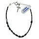 Single decade rosary bracelet with 0.2 in cylindrical hematite beads and cross pendant s1