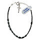 Single decade rosary bracelet with 0.2 in cylindrical hematite beads and cross pendant s2