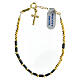 Single decade rosary bracelet with 0.2 in beads, black and golden hematite and gold plated 925 silver s1