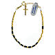 Single decade rosary bracelet with 0.2 in beads, black and golden hematite and gold plated 925 silver s2