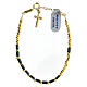 Decade rosary bracelet 5 mm golden hematite 925 silver cross s1