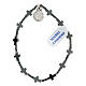 Single decade rosary bracelet, 925 silver and hematite, St Benedict medal s1
