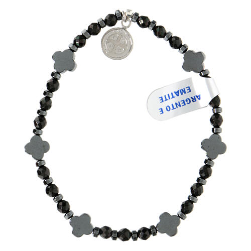 Pulsera hematites San Benito 18 cm elástico 1