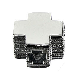Bracelet charm of rhodium-plated 925 silver, cross-shaped