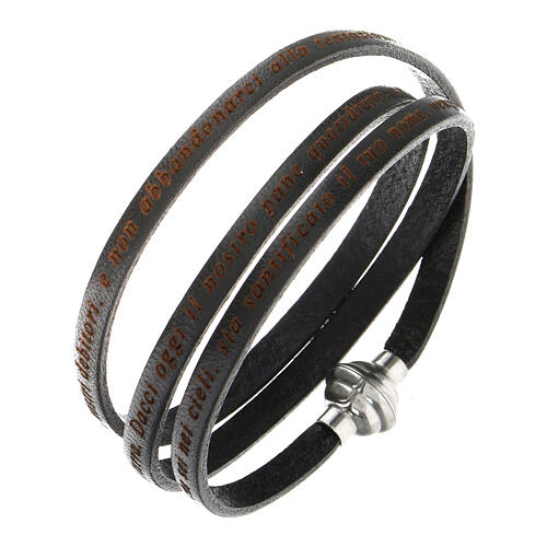 Amen Bracelet in black leather Our Father ITA 1